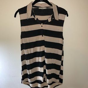 Tank button down with metal collar accents
